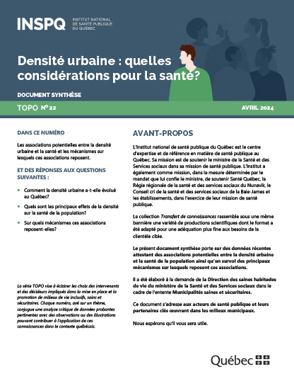 Densité urbaine : quelles considérations pour la santé?