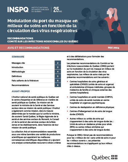 Modulation du port du masque en milieux de soins en fonction de la circulation des virus respiratoires