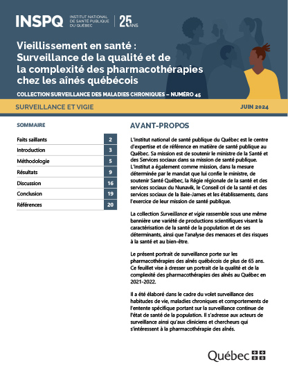 Vieillissement en santé : Surveillance de la qualité et de la complexité des pharmacothérapies chez les aînés québécois