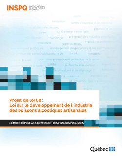 Projet de loi 88 : Loi sur le développement de l’industrie des boissons alcooliques artisanales - Mémoire déposé à la Commission des finances publiques