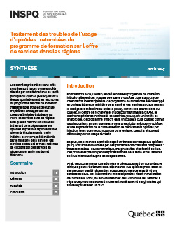 Traitement des troubles de l’usage d’opioïdes : retombées du programme de formation sur l’offre de services dans les régions