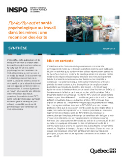 Fly-in/fly-out et santé psychologique au travail dans les mines : une recension des écrits