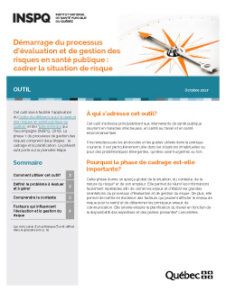 Démarrage du processus d’évaluation et de gestion des risques en santé publique : cadrer la situation de risque