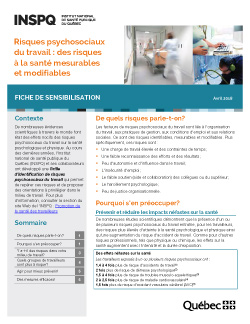 Risques psychosociaux du travail : des risques à la santé mesurables et modifiables