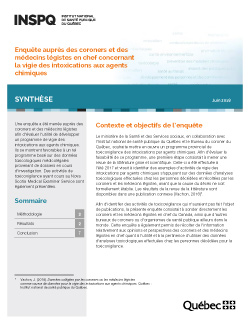 Enquête auprès des coroners et des médecins légistes en chef concernant la vigie des intoxications aux agents chimiques