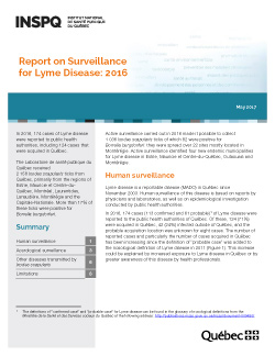 Report on Surveillance for Lyme Disease: 2016