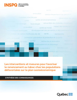 Les interventions et mesures pour favoriser le renoncement au tabac chez les populations défavorisées sur le plan socioéconomique