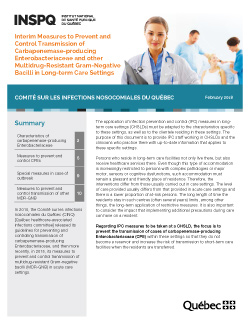 Interim Measures to Prevent and Control Transmission of Carbapenemase-producing Enterobacteriaceae and other Multidrug-Resistant Gram-Negative Bacilli in Long-term Care Settings