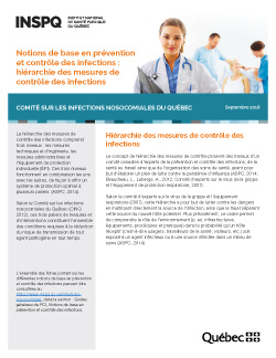 Notions de base en prévention et contrôle des infections : hiérarchie des mesures de contrôle des infections