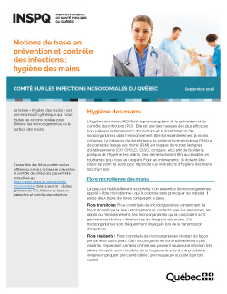 Notions de base en prévention et contrôle des infections : hygiène des mains