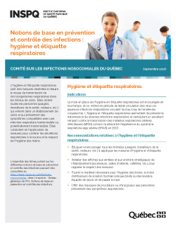 Notions de base en prévention et contrôle des infections : hygiène et étiquette respiratoires