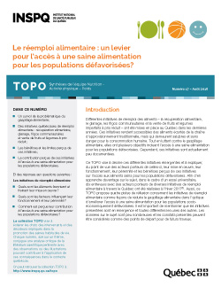 Le réemploi alimentaire : un levier pour l’accès à une saine alimentation pour les populations défavorisées?