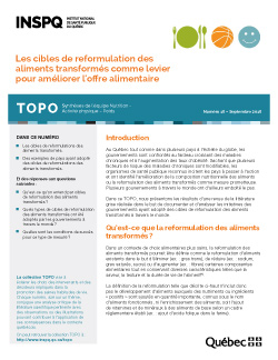 Les cibles de reformulation des aliments transformés comme levier pour améliorer l'offre alimentaire