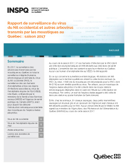 Rapport de surveillance du virus  du Nil occidental et autres arbovirus transmis par les moustiques au Québec : saison 2017