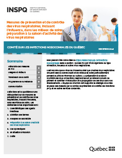Mesures de prévention et de contrôle des virus respiratoires, incluant l’influenza, dans les milieux de soins: préparation à la saison d’activité des virus respiratoires Mesures de prévention et de contrôle des virus respiratoires, incluant l’influenza, dans les milieux de soins: préparation à la saison d’activité des virus respiratoires