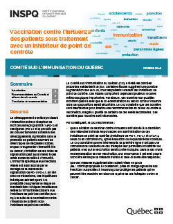 Vaccination contre l’influenza des patients sous traitement avec un inhibiteur de point de contrôle
