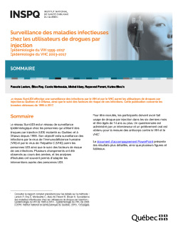 Surveillance des maladies infectieuses chez les utilisateurs de drogues par injection - Épidémiologie du VIH 1995-2017 - Épidémiologie du VHC 2003-2017