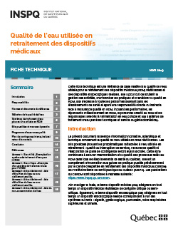 Qualité de l’eau utilisée en retraitement des dispositifs médicaux