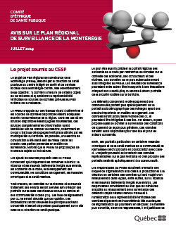 Avis sur le plan régional de surveillance de la Montérégie