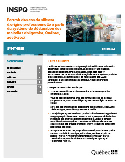 Portrait des cas de silicose d’origine professionnelle à partir du système de déclaration des maladies obligatoire, Québec, 2006-2017