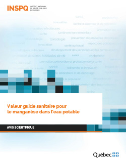 Valeur guide sanitaire pour le manganèse dans l’eau potable