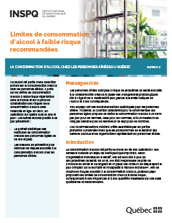 Limites de consommation d’alcool à faible risque recommandées –  La consommation d’alcool chez les personnes aînées au Québec