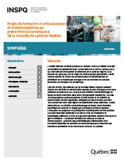 Projet de formation d’ambassadeurs et d’ambassadrices en prévention et surveillance de la maladie de Lyme au Québec