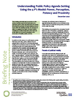 Understanding Public Policy Agenda Setting Using the 4 P’s Model: Power, Perception, Potency and Proximity