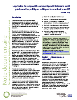 Le principe de réciprocité : comment peut-il éclairer la santé publique et les politiques publiques favorables à la santé?