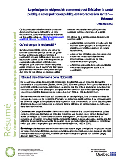 Le principe de réciprocité : comment peut-il éclairer la santé publique et les politiques publiques favorables à la santé? —Résumé