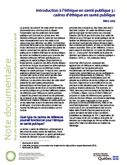 Introduction à l’éthique en santé publique 3 : cadres d’éthique en santé publique