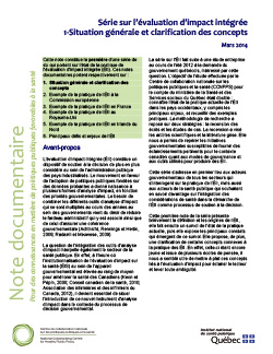 Série sur l’évaluation d’impact intégrée : 1-Situation générale et clarification des concepts 