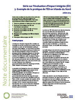 Série sur l’évaluation d’impact intégrée (ÉII) 5- Exemple de la pratique de l’ÉII en Irlande du Nord