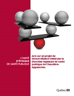 Avis sur un projet de biosurveillance mené par la Direction régionale de santé publique de Chaudière-Appalaches