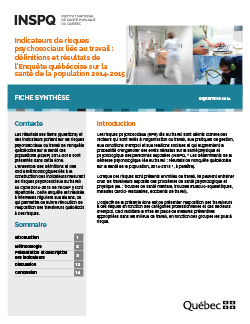 Indicateurs de risques psychosociaux liés au travail : définitions et résultats de l’Enquête québécoise sur la santé de la population 2014-2015