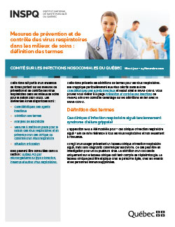 Mesures de prévention et de contrôle des virus respiratoires dans les milieux de soins : définition des termes