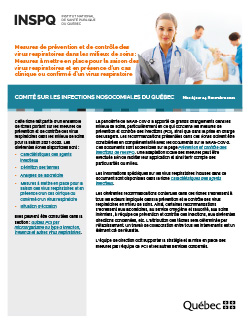 Mesures de prévention et de contrôle des virus respiratoires dans les milieux de soins : Mesures à mettre en place pour la saison des virus respiratoires et en présence d’un cas clinique ou confirmé d’un virus respiratoire