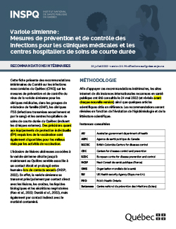 Variole simienne : mesures de prévention et de contrôle pour les cliniques médicales et les centres hospitaliers de soins de courte durée