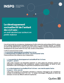 Le développement socioaffectif de l’enfant de 0 à 6 ans : un outil destiné aux acteurs en petite enfance Le développement socioaffectif de l’enfant de 0 à 6 ans : un outil destiné aux acteurs en petite enfance