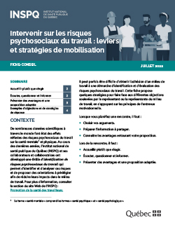 Intervenir sur les risques psychosociaux du travail : leviers et stratégies de mobilisation