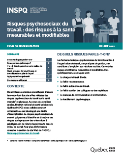 Risques psychosociaux du travail : des risques à la santé mesurables et modifiables