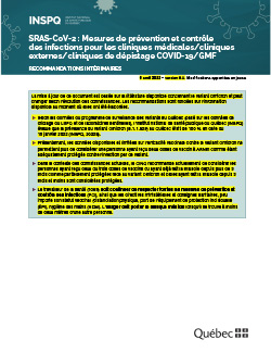 Mesures de prévention et contrôle des infections pour les cliniques médicales/cliniques externes/cliniques de dépistage COVID-19/GMF