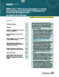 Mesures de prévention et contrôle  des infections pour les centres d’hébergement  et de soins de longue durée