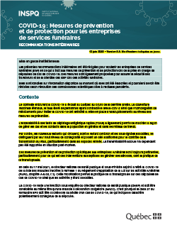 COVID-19 : Mesures de prévention et de protection pour les entreprises de services funéraires