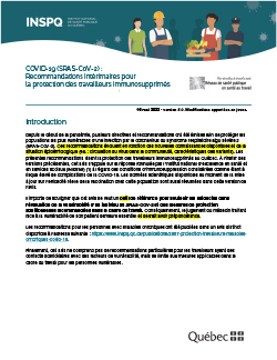 Recommandations intérimaires pour la protection des travailleurs immunosupprimés