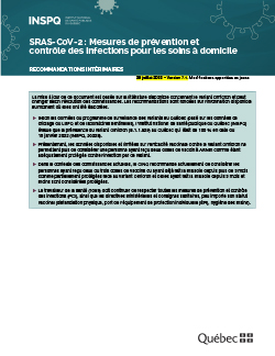 SRAS-CoV-2 : Mesures de prévention et contrôle des infections pour les soins à domicile SRAS-CoV-2 : Mesures de prévention et contrôle des infections pour les soins à domicile