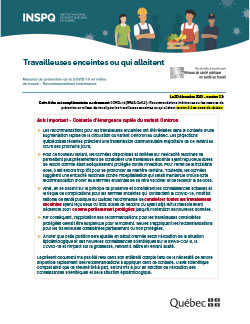 Travailleuses enceintes ou qui allaitent : mesures de prévention de la COVID-19