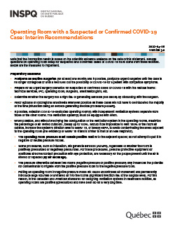Operating Room with a Suspected or Confirmed COVID-19 Case: Interim Recommendations