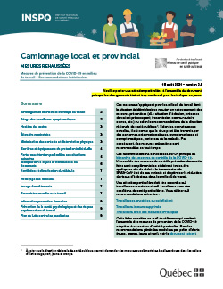 COVID-19 : Recommandations intérimaires concernant les camionneurs locaux et provinciaux