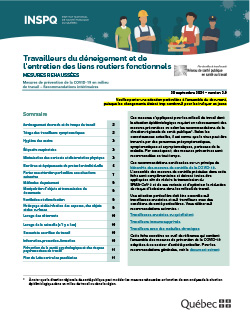 Travailleurs du déneigement et de l’entretien des liens routiers fonctionnels : mesures de prévention de la COVID-19 en milieu de travail